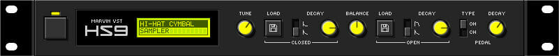 A black and yellow control panel on a HS9 background.