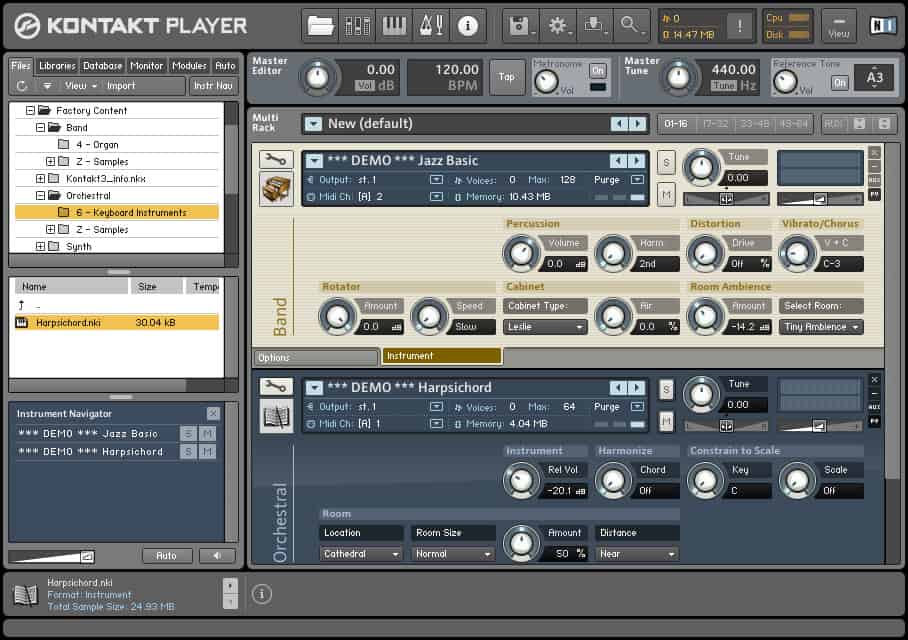 A screenshot of a virtual instrument.