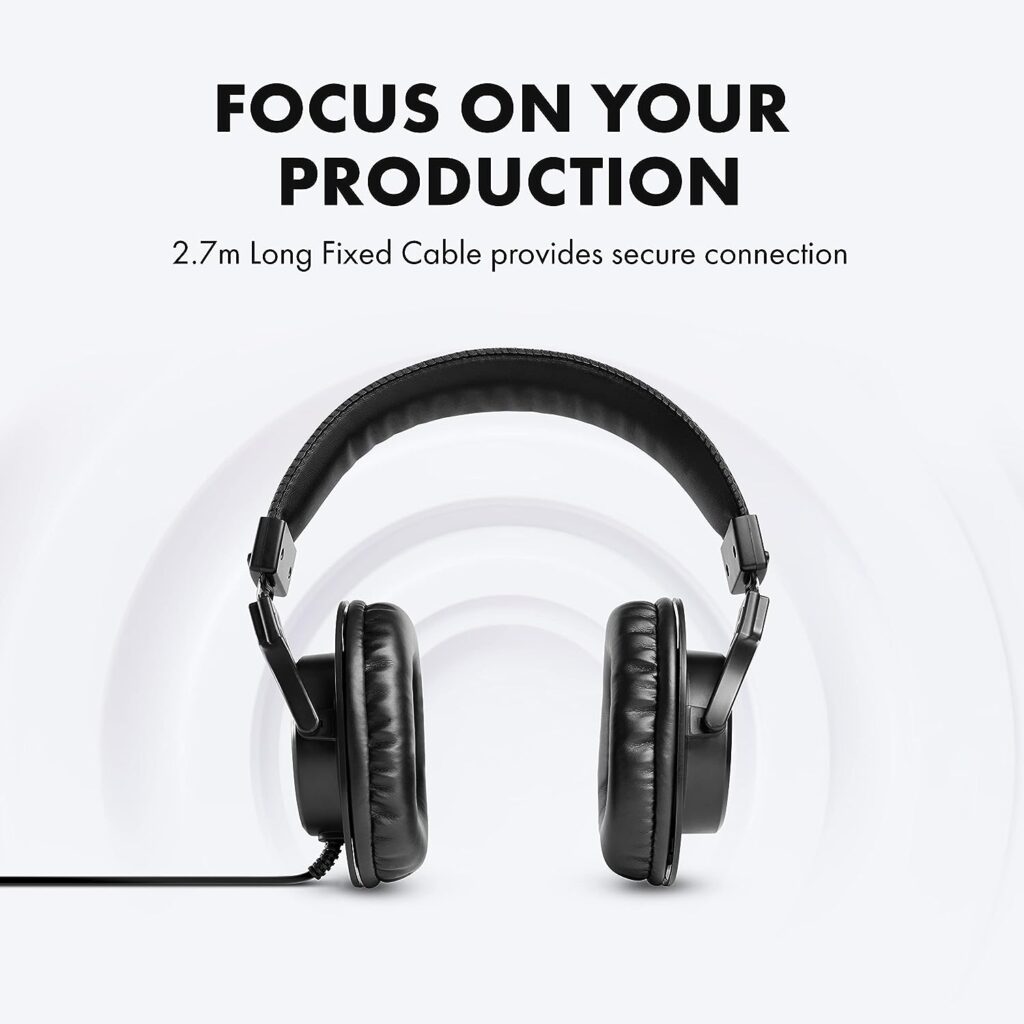 M-Audio HDH40 – Over Ear Studio Headphones with Closed Back Design, Flexible Headband and 2.7m Cable for Studio Monitoring, Podcasting and Recording - Black