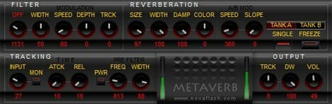A METAVERB music synthesizer screen shot.