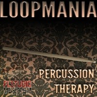 The cover of Loopmania Vol.1, the ultimate percussion therapy experience.