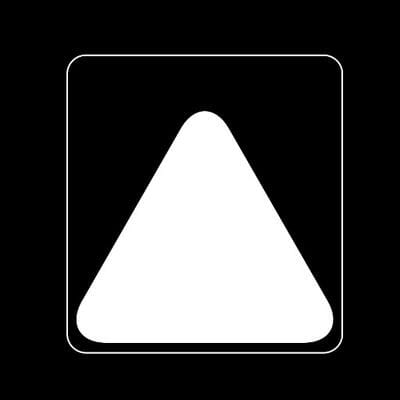 A triangle sign on a black background.