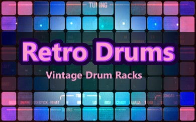 Retro drums with vintage drum racks.