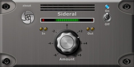 The Sideral control panel of a mixer with a knob on it.