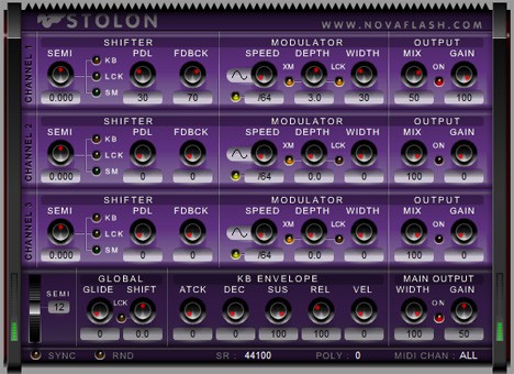 A purple synthesizer with many different buttons for generating music.