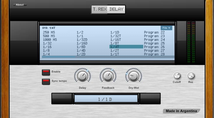 A screen shot of a T. Rex audio recorder.