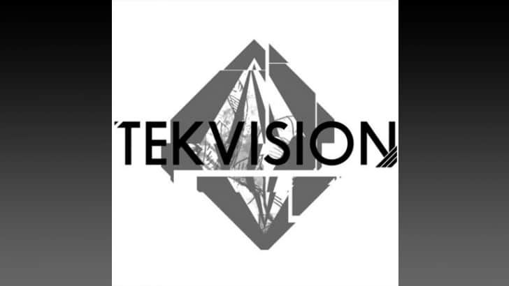 Tvvision logo in black and white with a touch of DnB.