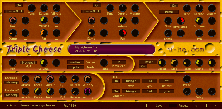 A screenshot of a Triple Cheese music synthesizer.