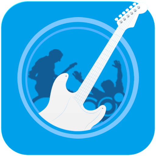 A blue icon with an electric guitar in it, perfect for Multitracks Music or Walk Band enthusiasts.