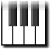 A synthesizer keyboard icon on a white background.