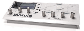 Waldorf Blofeld, a biofield synthesizer, on a white background.