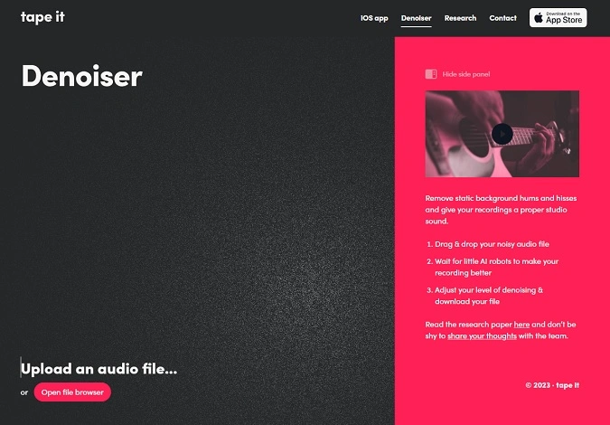 Denoiser by tape it UI