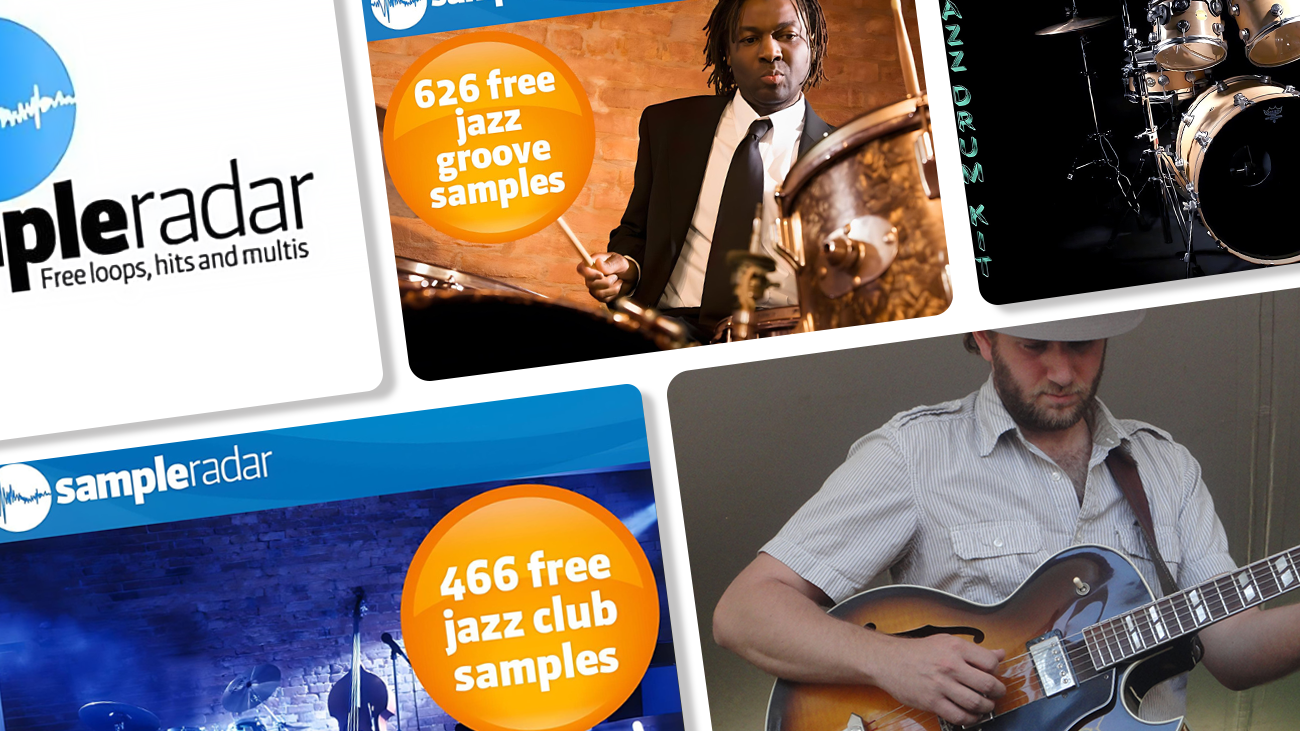 Image displaying multiple artworks featuring free jazz sample packs.