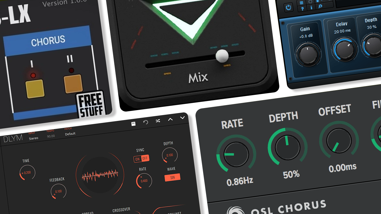 Image displaying multiple GUI featuring free chorus vst plugins.