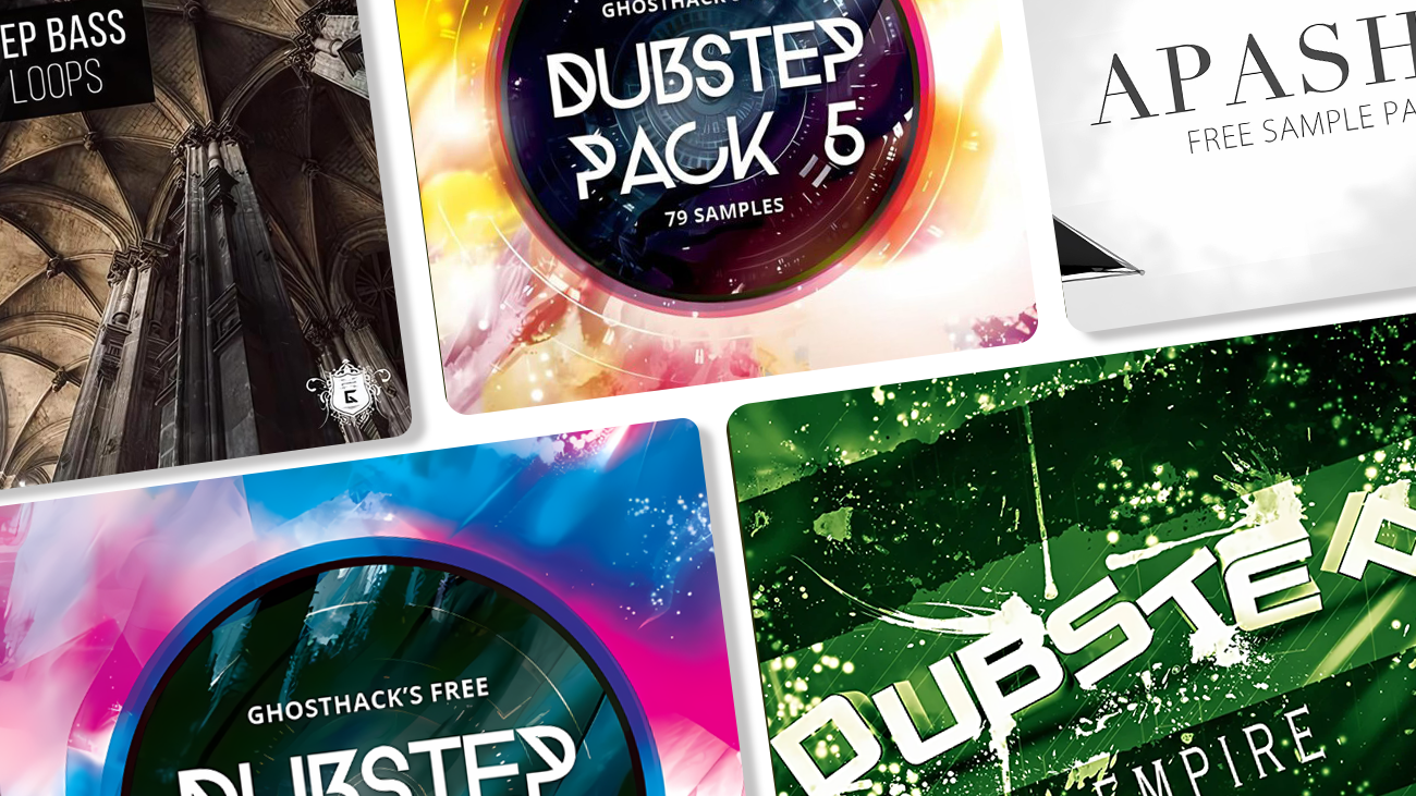 Image displaying multiple artworks featuring free dubstep sample packs.