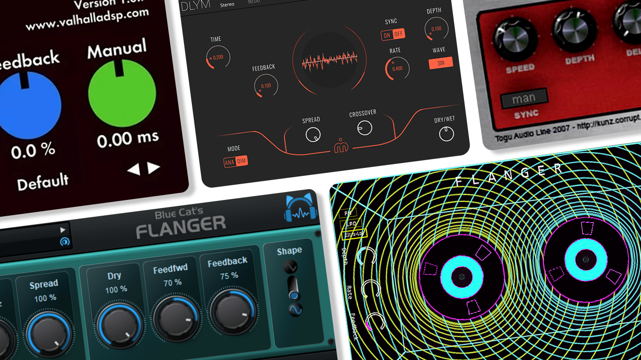 Image displaying multiple GUI featuring free flanger vst plugins.