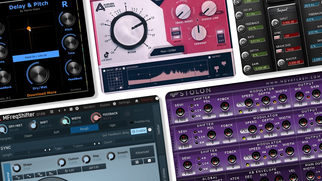 Image displaying multiple GUI featuring free pitch vst plugins.