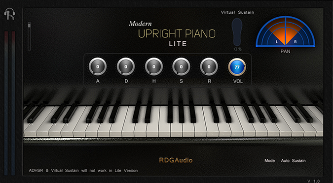 Modern Upright Piano Lite by RDGAudio GUI