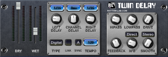 Twin Delay by Rhythm Lab GUI